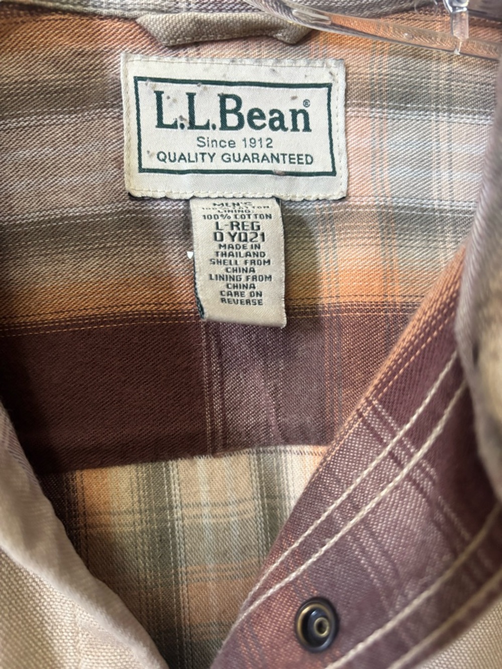 L.L.Bean Tan Canvas snap button Jacket - Picture 4 of 11